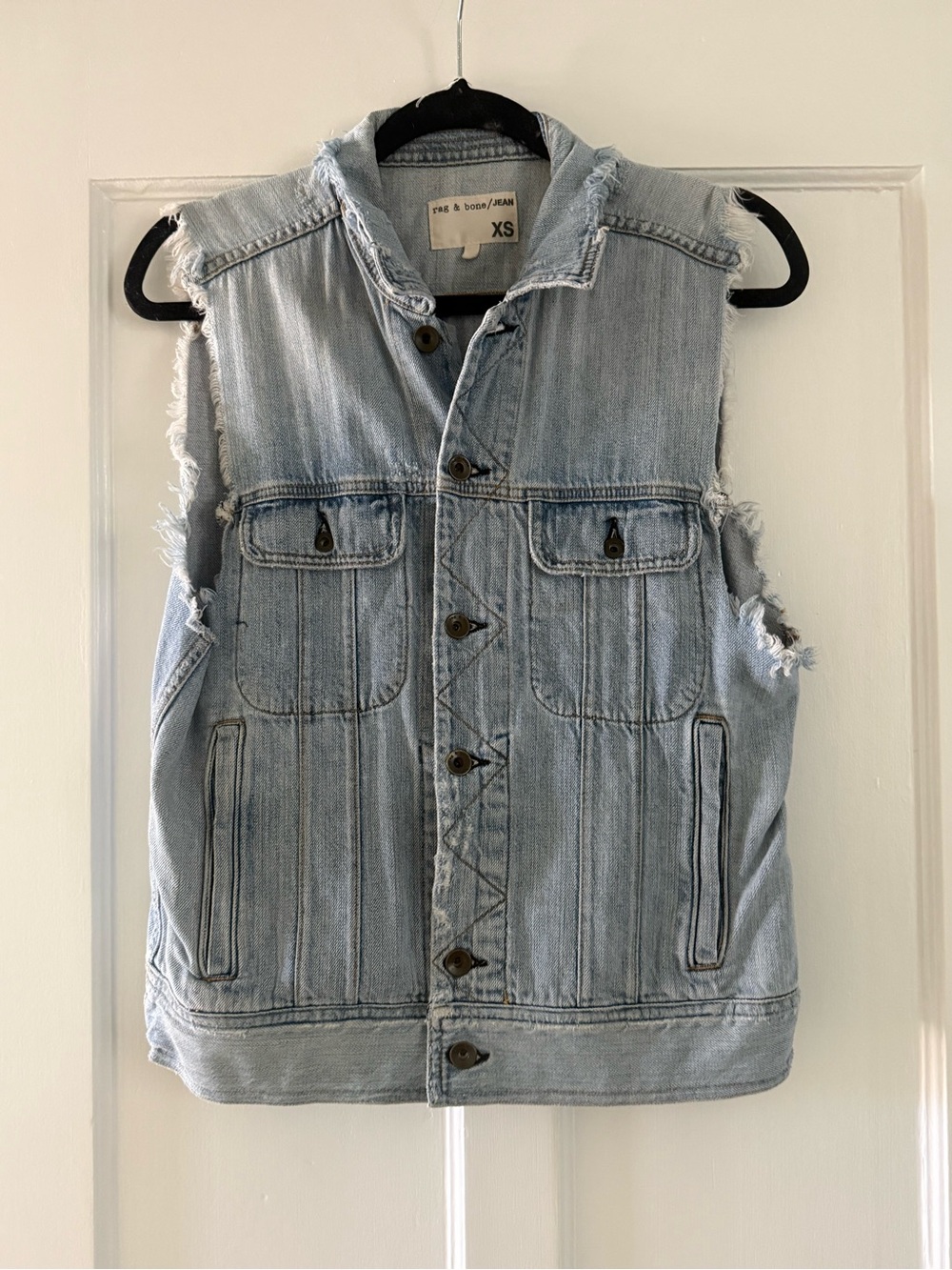 rag & bone Light Wash Denim Vest - XS